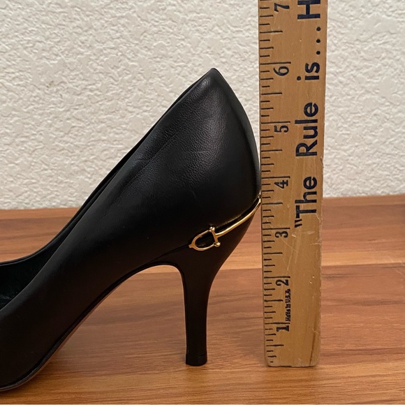GUCCI Nappa Charlotte Black Leather Horsebit Embellished Pointy Pumps Size 38 - Picture 13 of 16